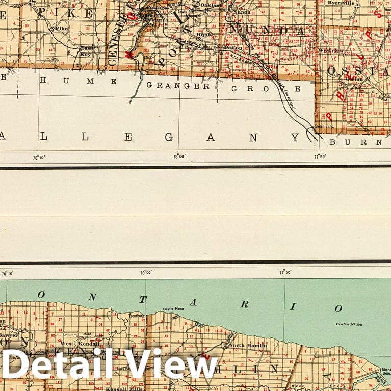 Historic Map : State Atlas Map, Wyoming, Livingston, Orleans, Genesee, Monroe counties. 1895 - Vintage Wall Art