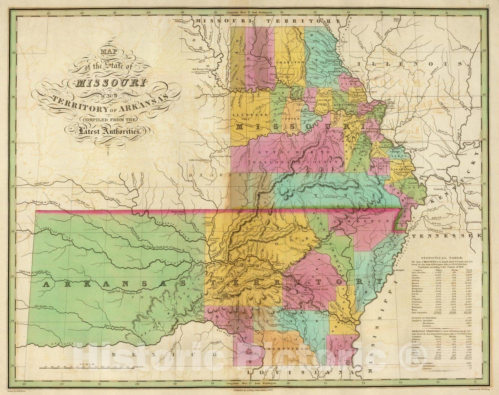 Historic Map - Map of the State of Missouri And Territory of Arkansas, 1826 - Vintage Wall Art