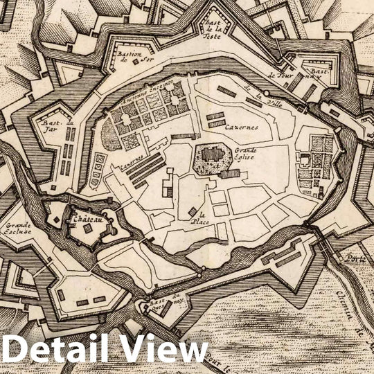 Historic Map : Conde-sur-l'Escaut , France,66. Plan de Conde (Conde-sur-l'Escaut), France. 1727 , Vintage Wall Art