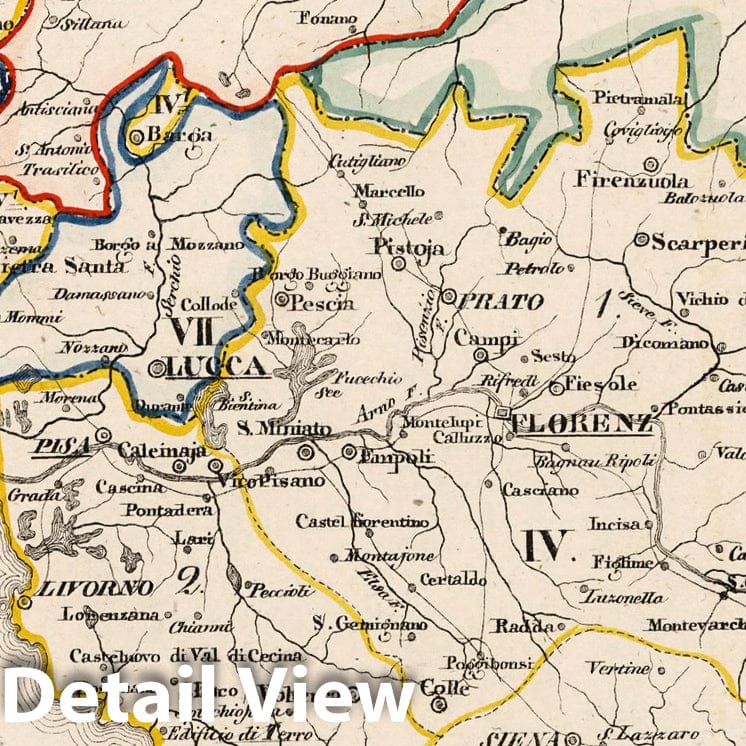 Historic Map : Italy, V.3:11-15:XIV. Das Grossherzogthum IV-VII: Toscana; Modena; Parma; Lucca 1829 , Vintage Wall Art