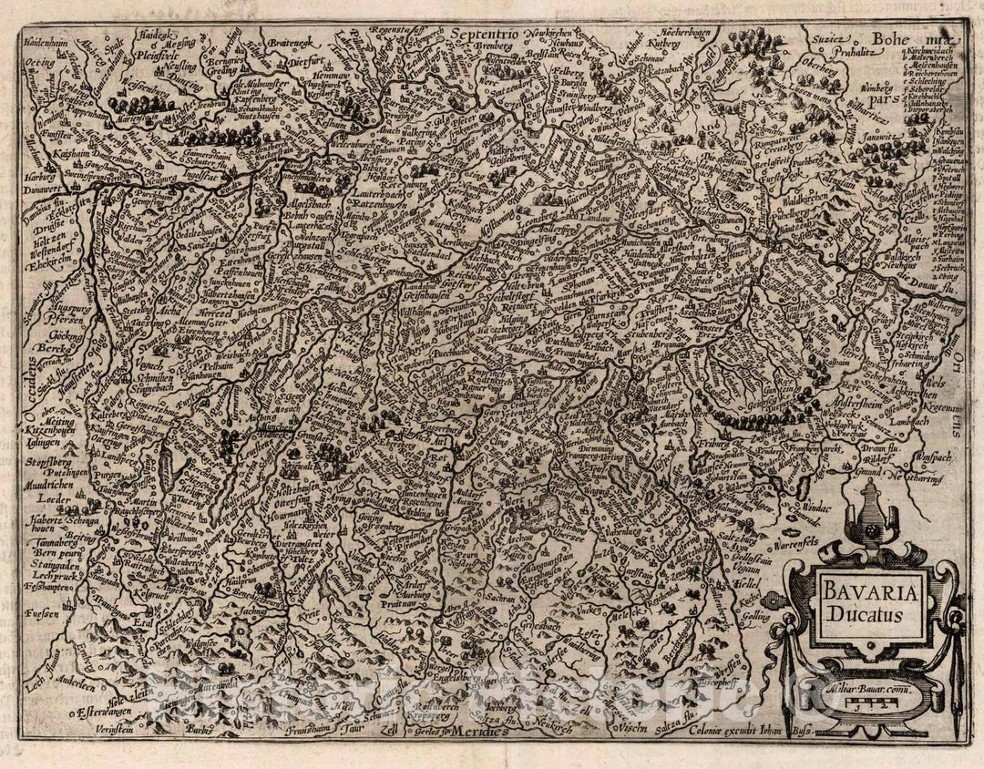 Historic Map : Germany,25. Bavaria Ducatus. 1600 , Vintage Wall Art