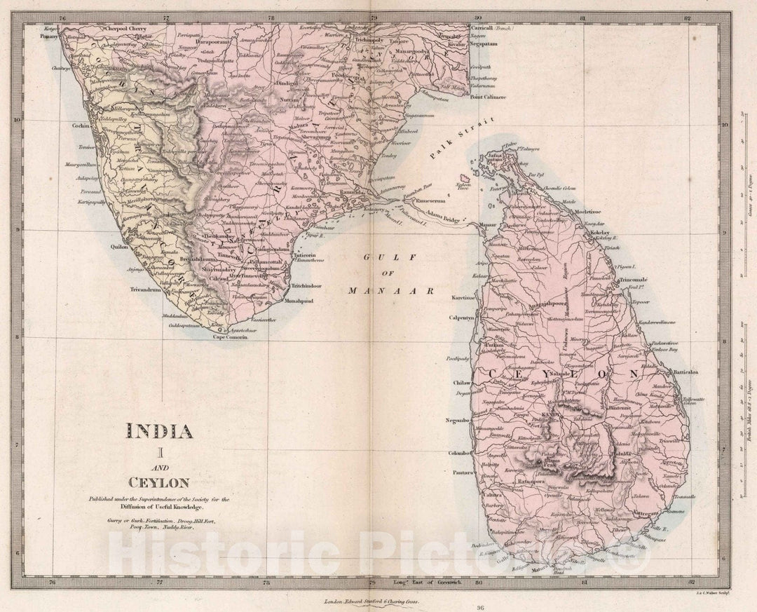 Historic Map : World Atlas Map, India I and Ceylon 1856 - Vintage Wall Art