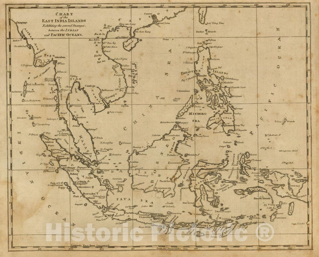 Historic Map : World Atlas Map, East India Islands. 1812 - Vintage Wall Art