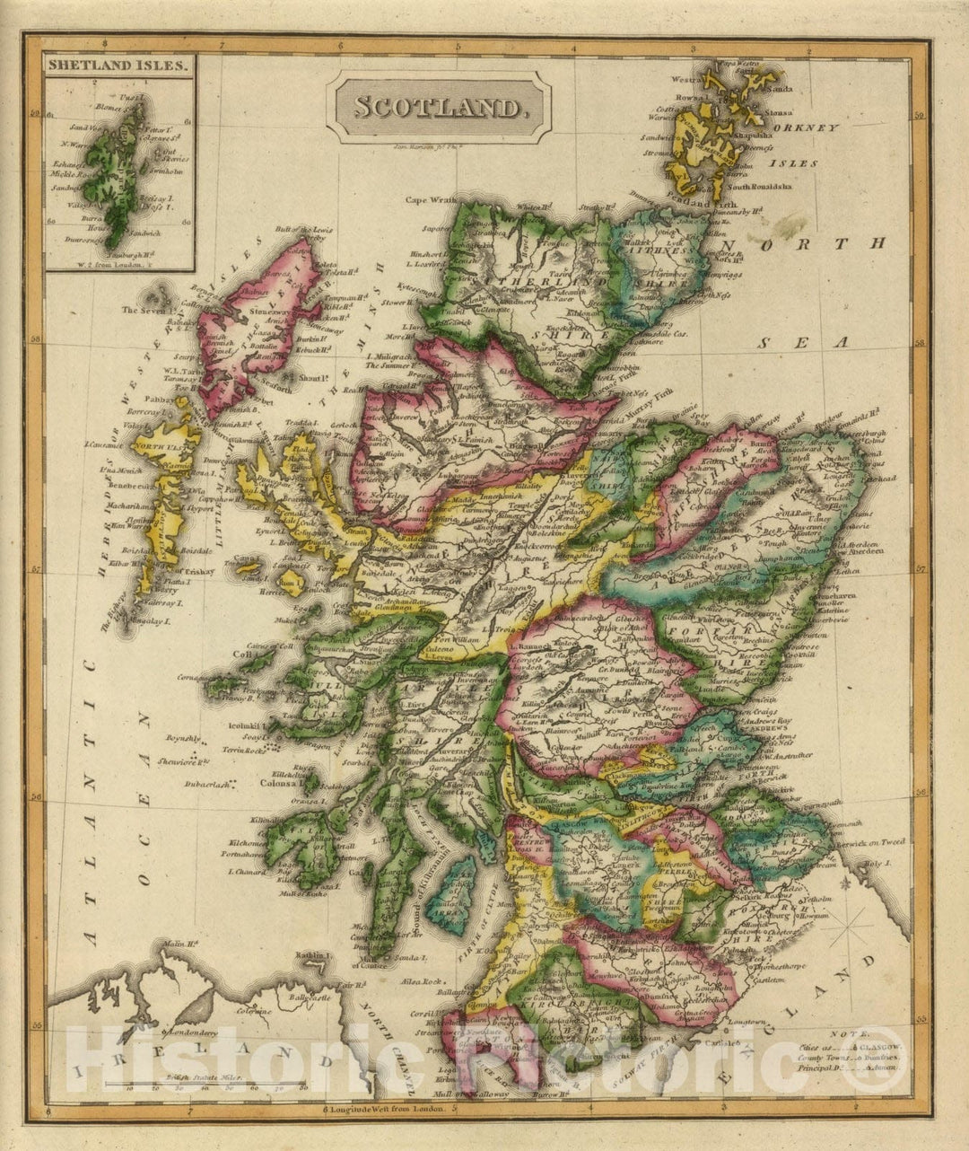 Historic Map : World Atlas Map, Scotland. 1822 - Vintage Wall Art