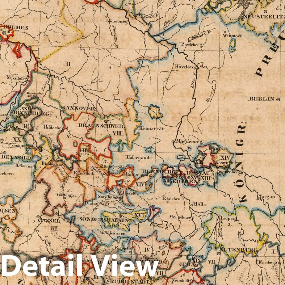 Historic Map : Germany, National Atlas Map, V. 2:6-10: VII: Nord Deutschland 1825 , Vintage Wall Art