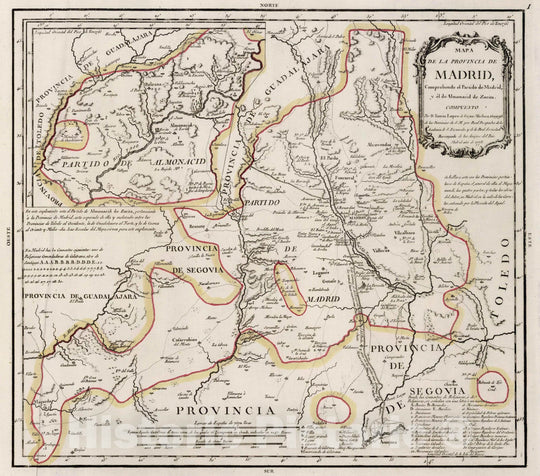 Historic Map : Spain, Madrid Region , Spain 1. Mapa de la Provincia de Madrid, 1773 , Vintage Wall Art