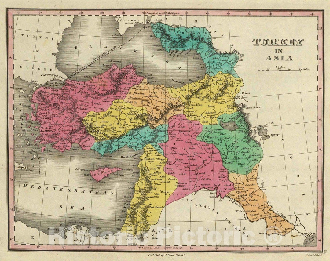 Historic Wall Map : Classical Atlas Map, Turkey in Asia. 1831 - Vintage Wall Art