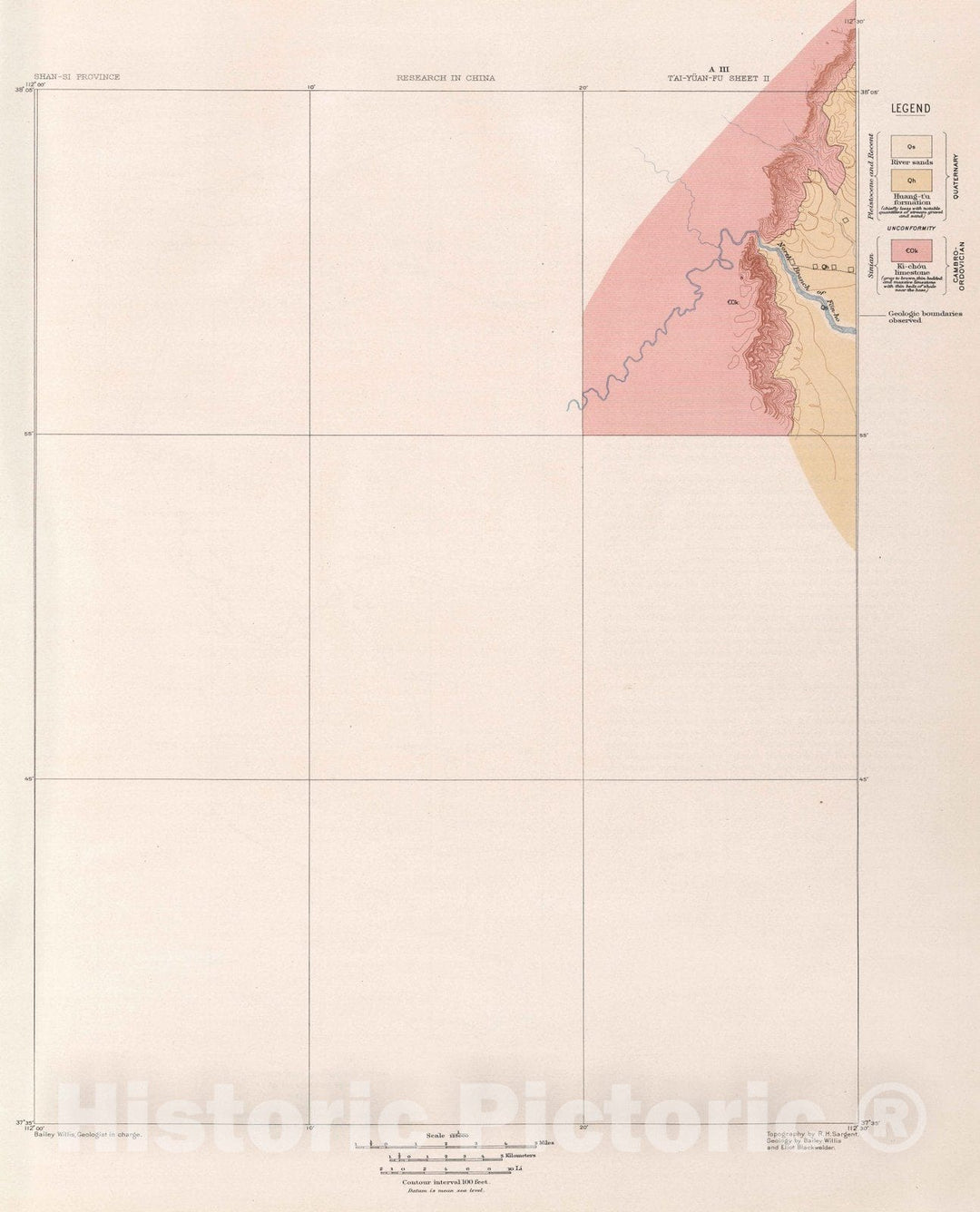 Historic Map : China, Geologic Atlas Map, A-III. Tai-Yuan-Fu Sheet II. 1906 , Vintage Wall Art