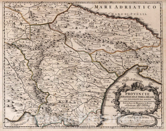 Historic Map : Italy, , EuropeProvincie di Basilicata e Terra di Bari 1714 , Vintage Wall Art