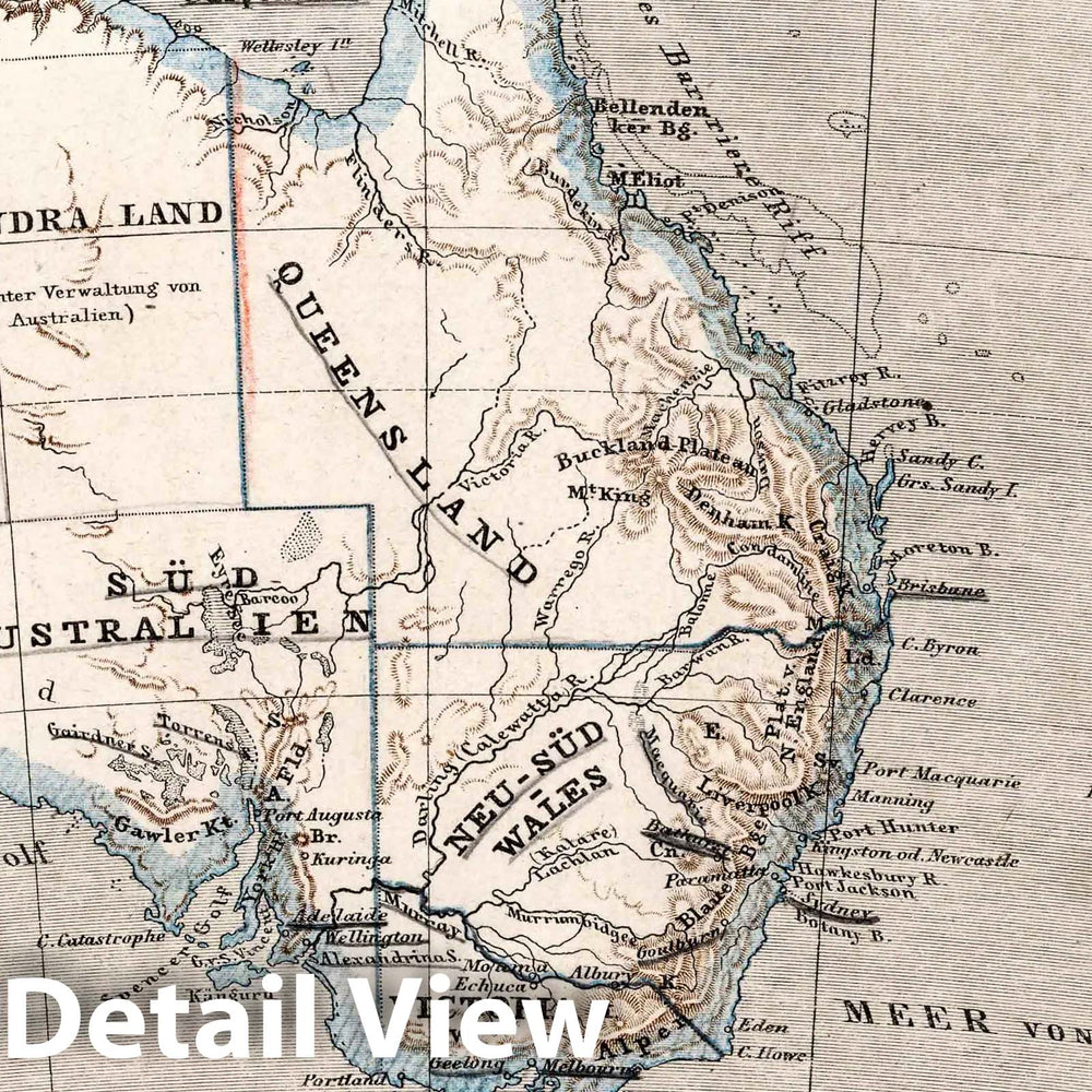 Historic Map : Australia,36. Australien's Festland und benahbarte Inseln. Australia and New Zealand. 1872 , Vintage Wall Art