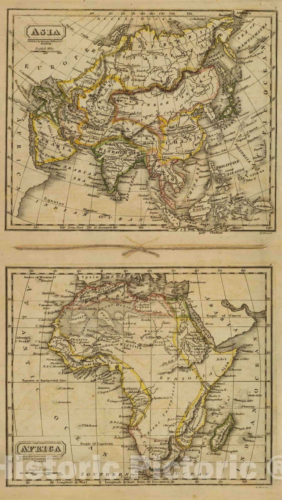 Historic Map : School Atlas Map, Asia, Africa. 1826 - Vintage Wall Art