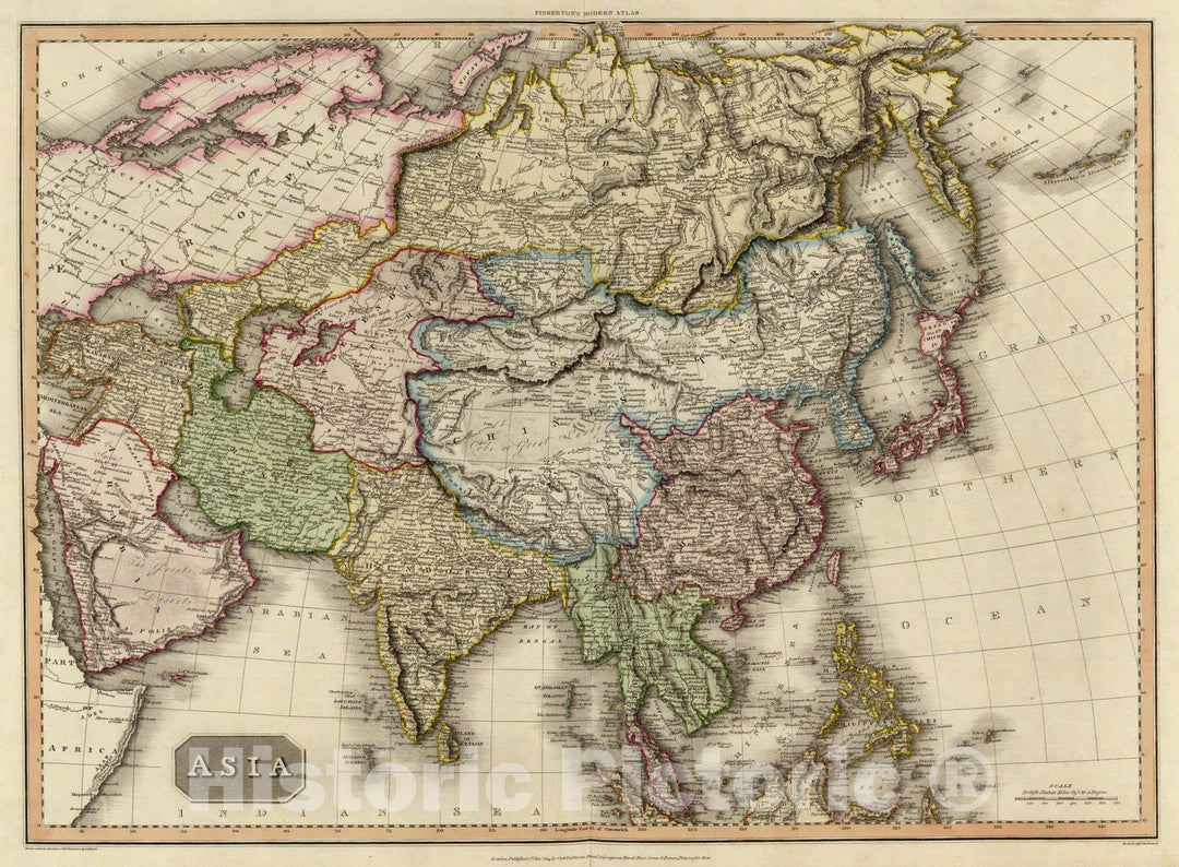 Historic Map : World Atlas Map, Asia. 1814 - Vintage Wall Art