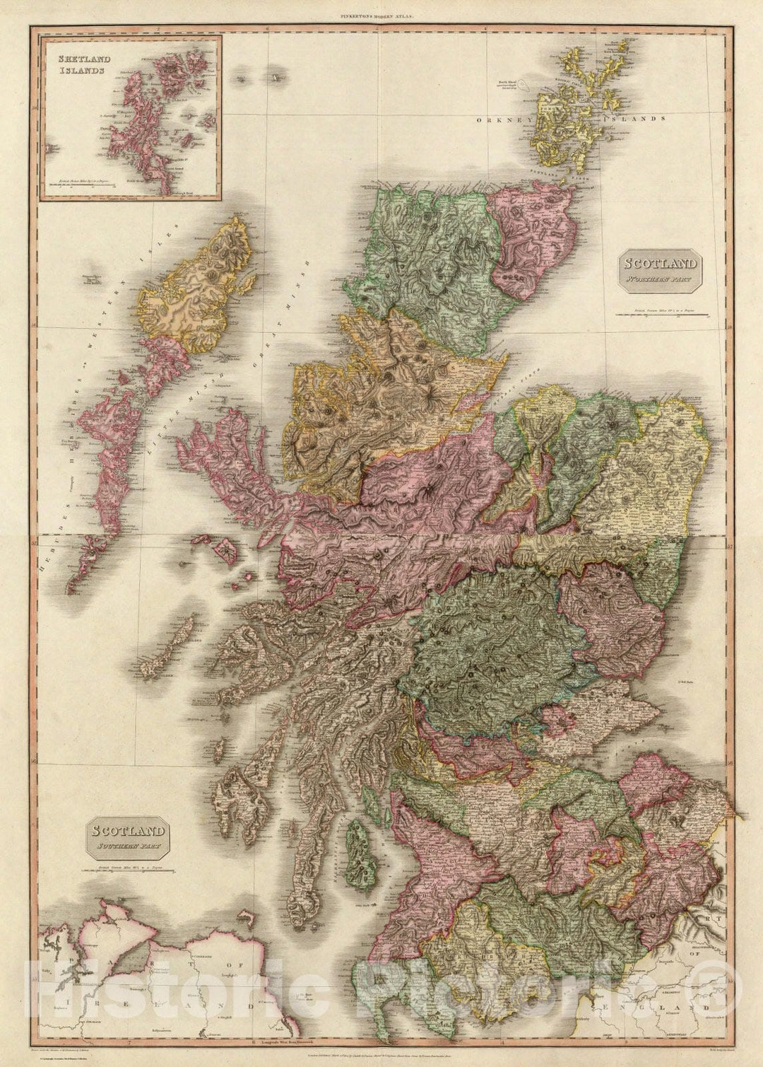 Historic Wall Map : World Atlas Map, Composite: Scotland. 1811 - Vintage Wall Art