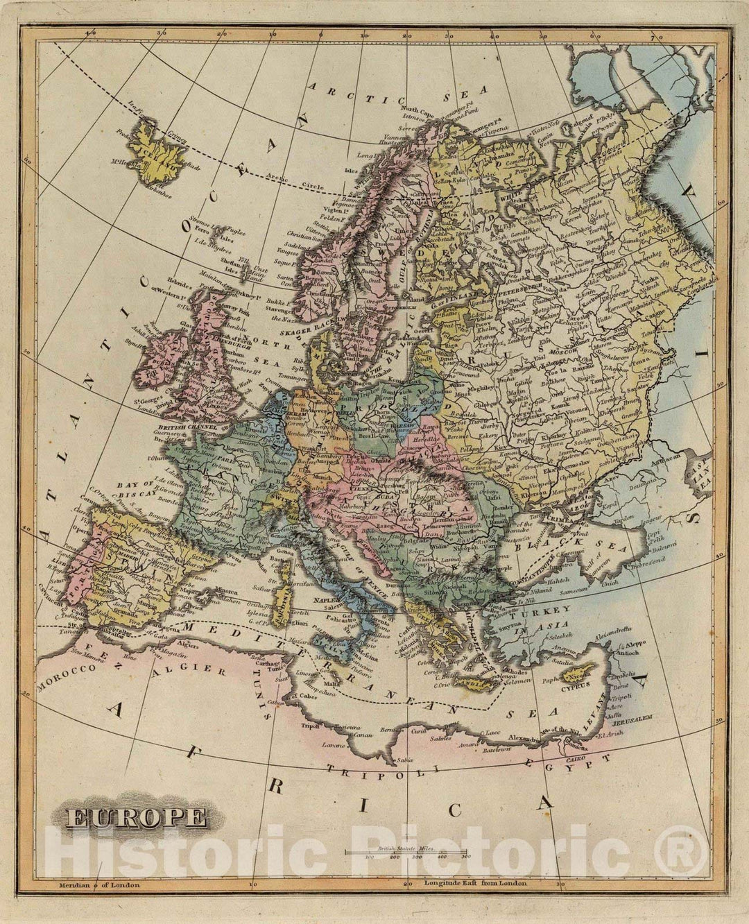 Historic Map : World Atlas Map, Europe. 1823 - Vintage Wall Art