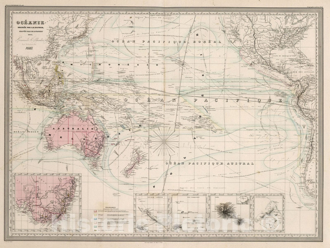 Historic Map : Australia, OceaniaOceanie. Pl. 40 1864 , Vintage Wall Art