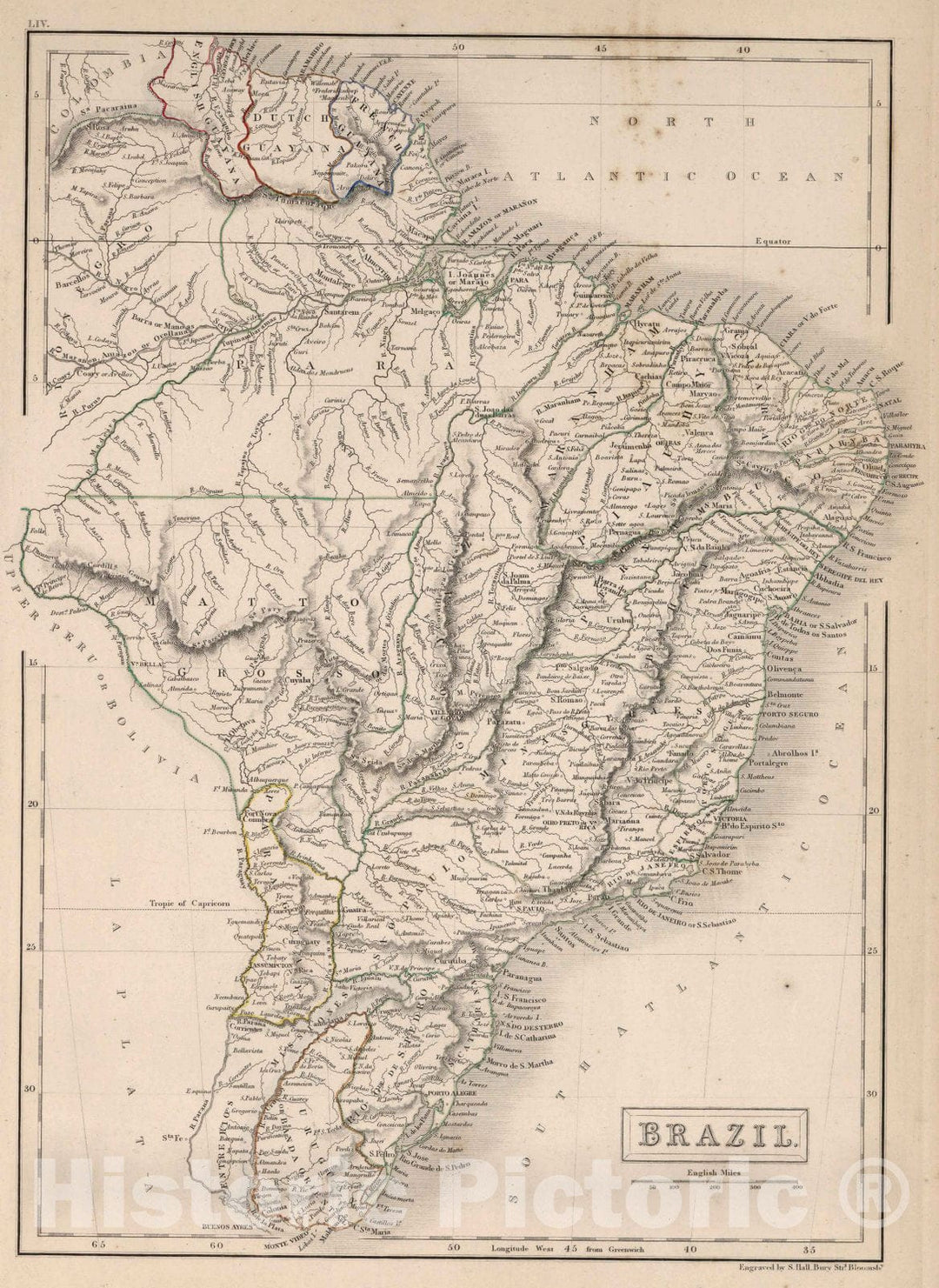 Historic Map : World Atlas Map, Brazil. 1841 - Vintage Wall Art