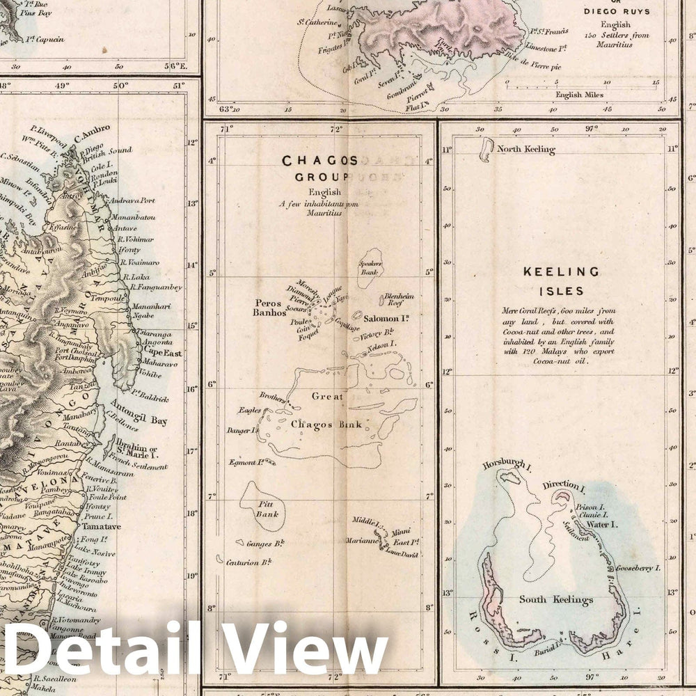 Historic Map : World Atlas Map, Islands in Indian Ocean 1856 - Vintage Wall Art