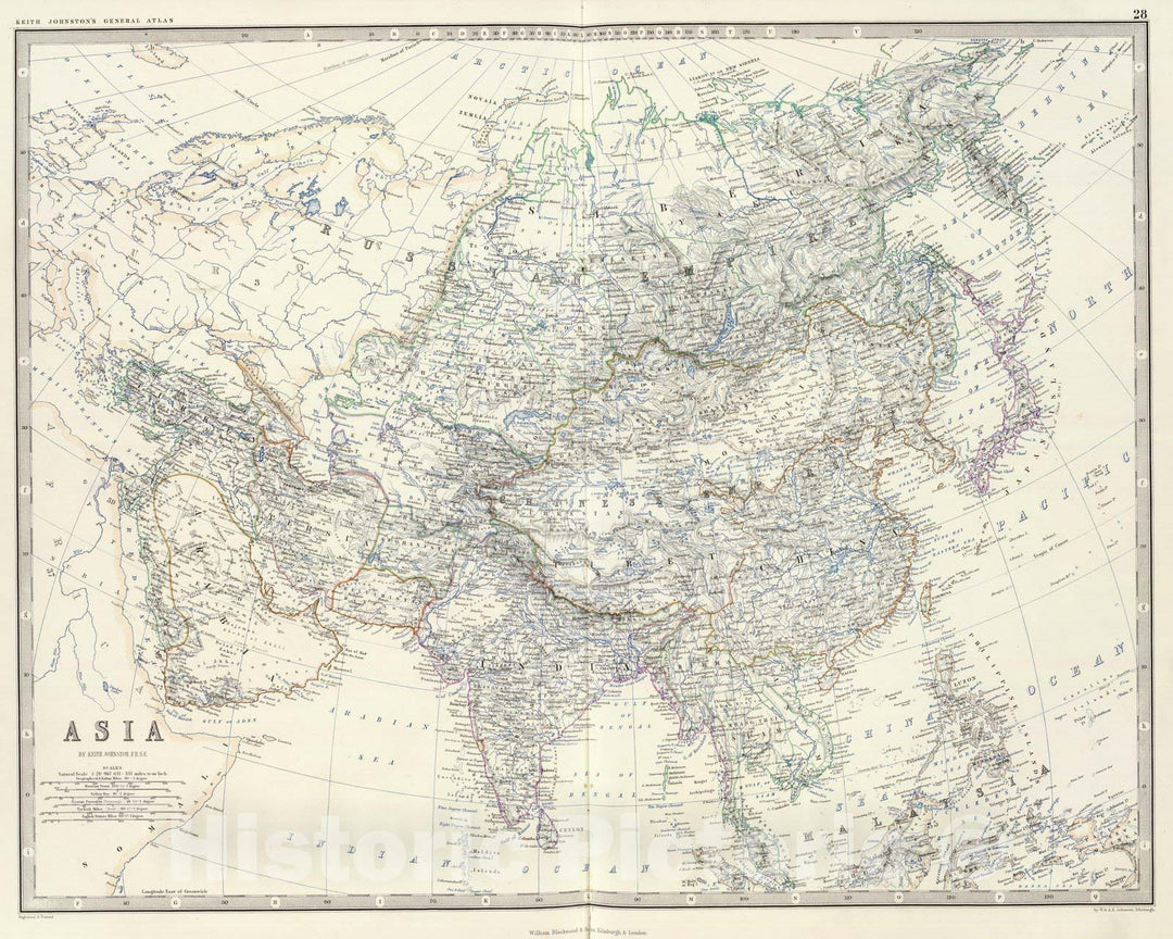 Historic Wall Map : World Atlas Map, Asia. 1861 - Vintage Wall Art