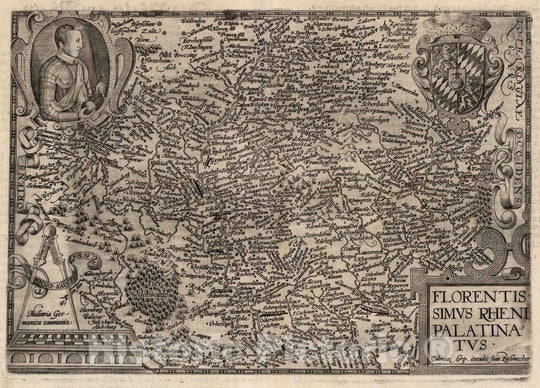 Historic Map : Germany, Palatinate30. Florentissimus Rheni-Palatinus (Palatinate). 1600 , Vintage Wall Art