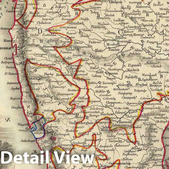 Historic Map : World Atlas Map, Southern India Including The Presidencies of Bombay & Madras. 1851 - Vintage Wall Art