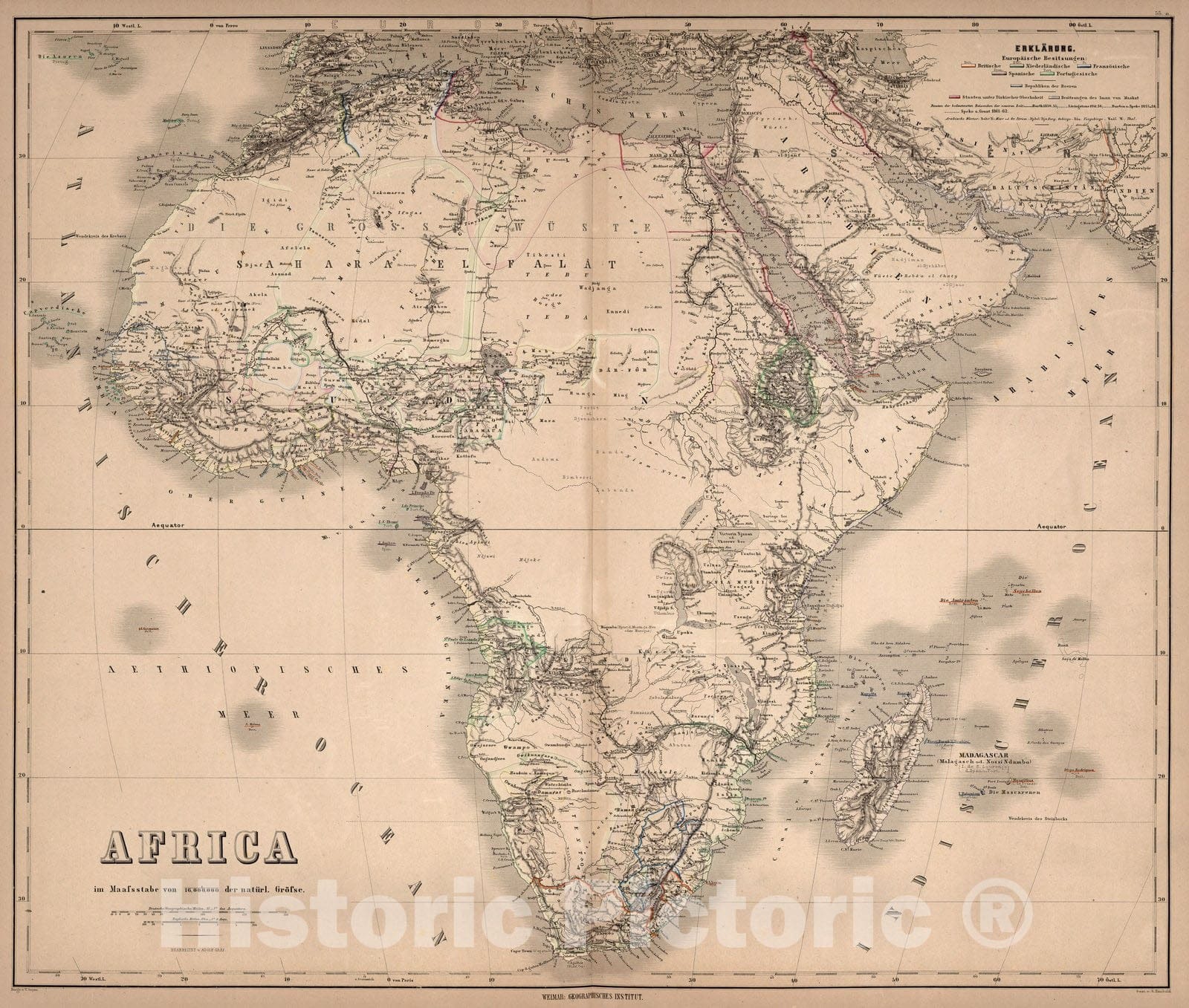 Historic Map : World Atlas Map, Africa 1866 - Vintage Wall Art