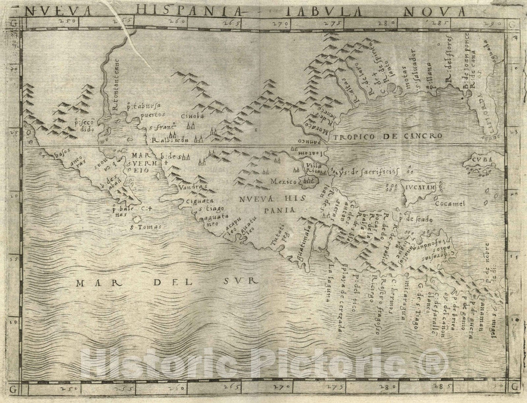 Historic Map : United States, , North AmericaNueva Hispania tabula nova 1548 , Vintage Wall Art