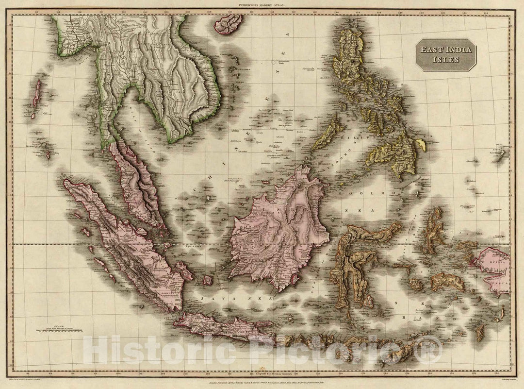 Historic Map : World Atlas Map, East India Isles. 1813 - Vintage Wall Art