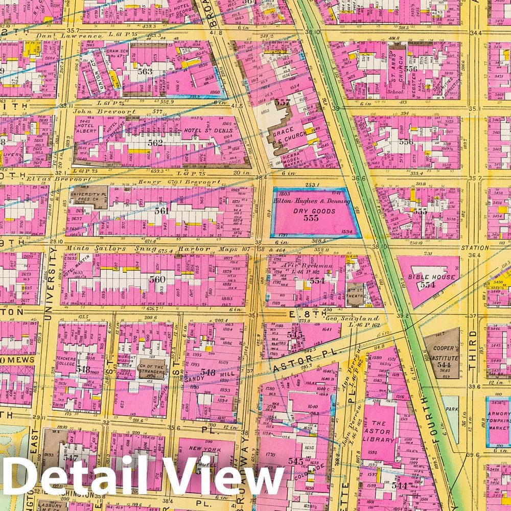 Historic Map : Manhattan Fire Insurance City Atlas Map, Pl. 11: wards 15, 17. 1891 - Vintage Wall Art