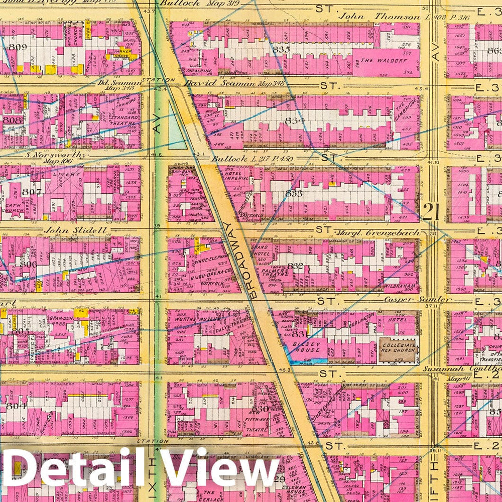 Historic Map : Manhattan Fire Insurance City Atlas Map, Pl. 17: wards 16, 18, 20-21. 1891 - Vintage Wall Art