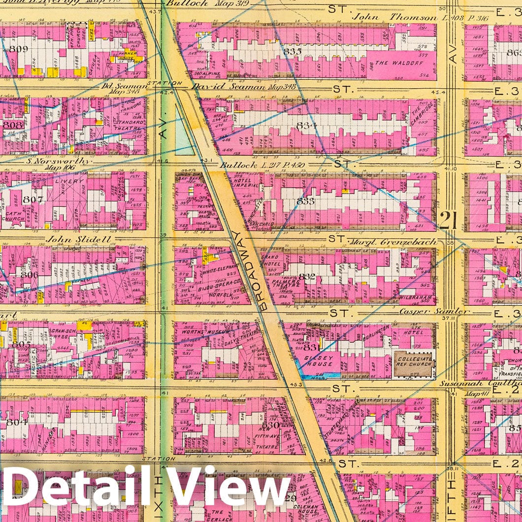 Historic Map : Manhattan Fire Insurance City Atlas Map, Pl. 17: wards 16, 18, 20-21. 1891 - Vintage Wall Art