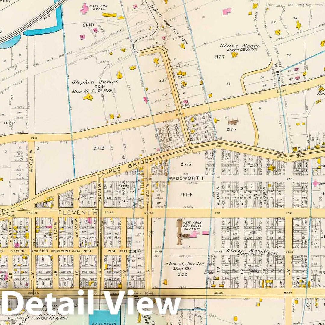 Historic Map : Manhattan Fire Insurance City Atlas Map, Pl. 44: ward 12. 1891 - Vintage Wall Art