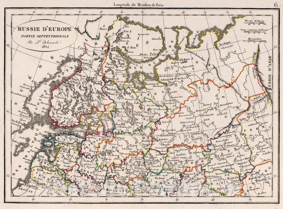 Historic Wall Map : Finland,Russie D'Europe Partie Septentrionale 1824. 1824 , Vintage Wall Art