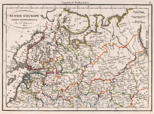 Historic Wall Map : Finland,Russie D'Europe Partie Septentrionale 1824. 1824 , Vintage Wall Art