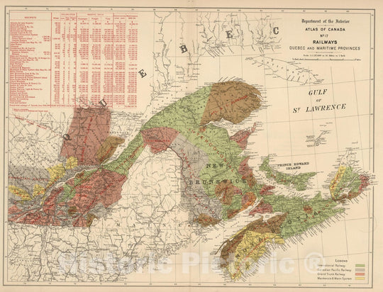 Historic Map : No.17, Railways: Quebec and Maritime Provinces 1906 - Vintage Wall Art