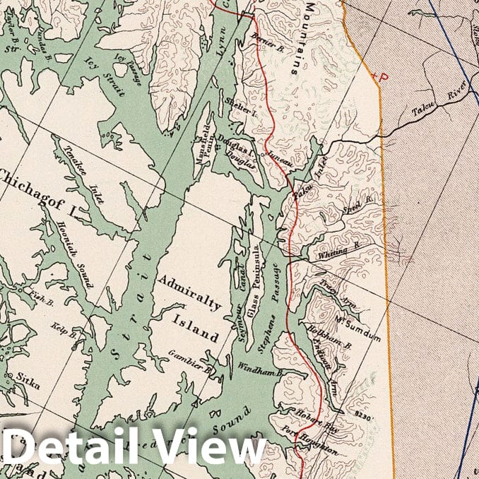 Historic Map : British Columbia & Yukon - Alaska boundary 1915 - Vintage Wall Art