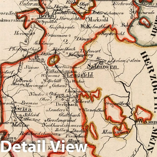 Historic Map : Germany, V.2:6-10:VIII. Sachsen - Weimar - Eisenach. Kreis. 2. Eisenacher 1825 , Vintage Wall Art