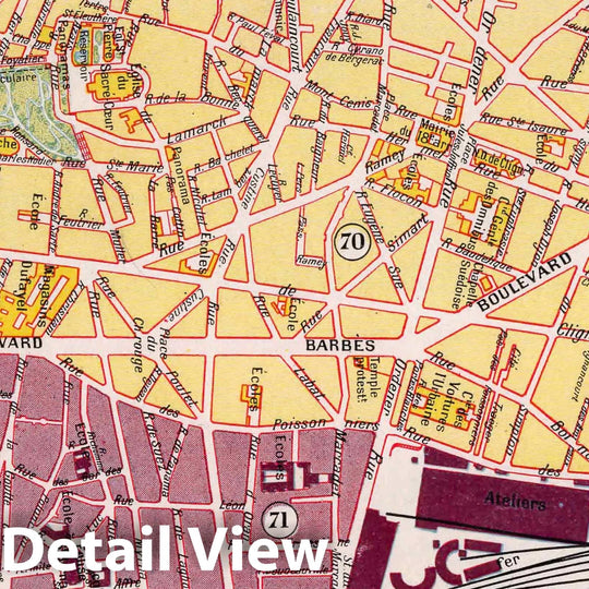 Historic Map : Paris , France, Paris (France), City Atlas Map, Paris - Dix-Huitieme Arrondissement. 1900 , Vintage Wall Art