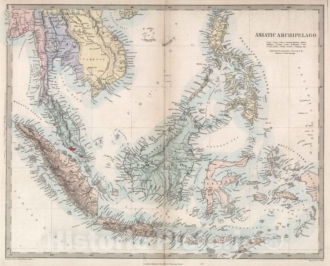 Historic Map : World Atlas Map, Asiatic archipelago 1856 - Vintage Wall Art