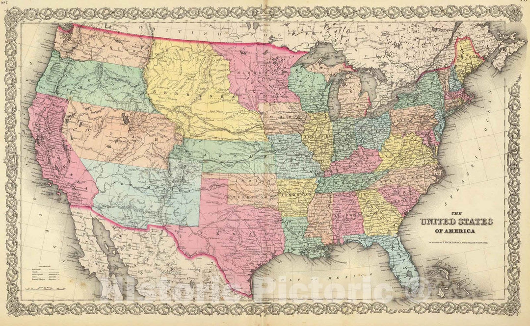 Historic Map : World Atlas Map, The United States of America. 1856 - Vintage Wall Art