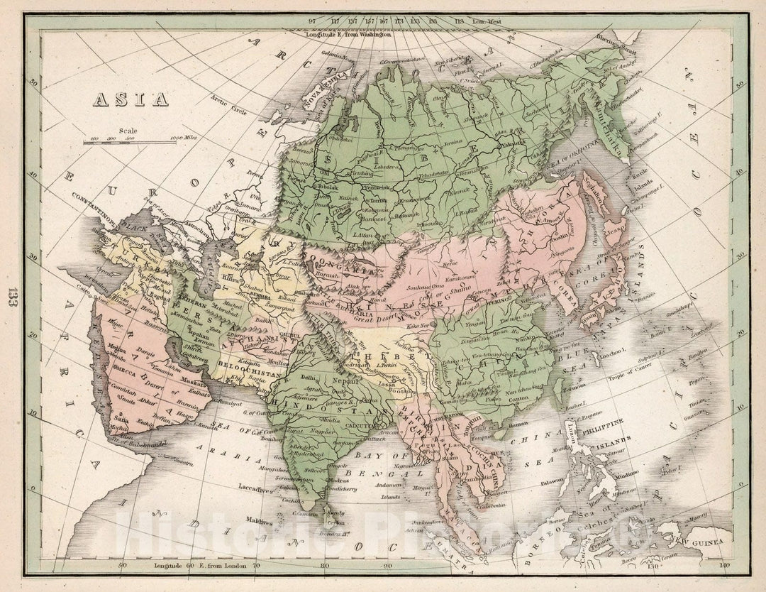 Historic Map : World Atlas Map, Asia 1838 - Vintage Wall Art