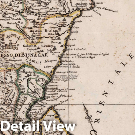 Historic Map : India, South AsiaPenisola dell India di qua dal Gange et isole intorno ad essa adiacenti 1692 , Vintage Wall Art