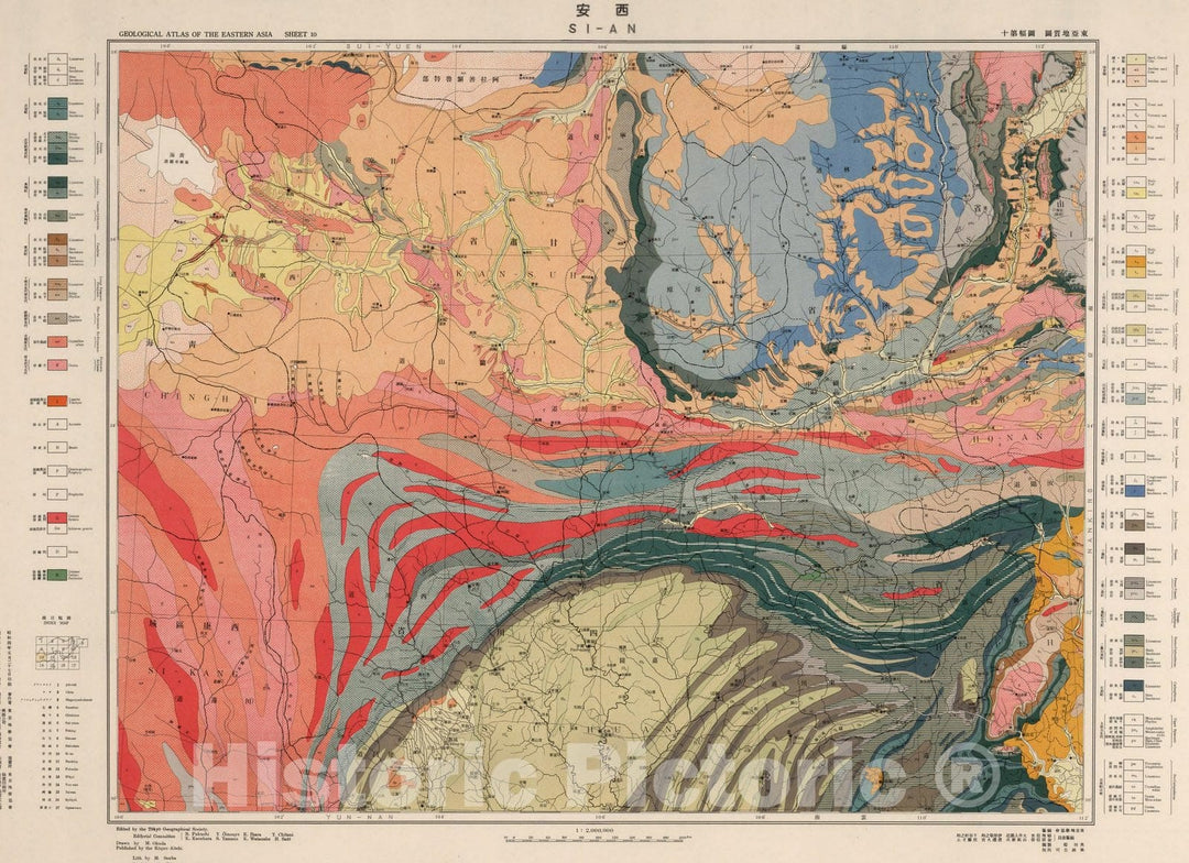 Historic Map : Geologic Atlas Map, Sheet 10. Si-An. 1929 - Vintage Wall Art