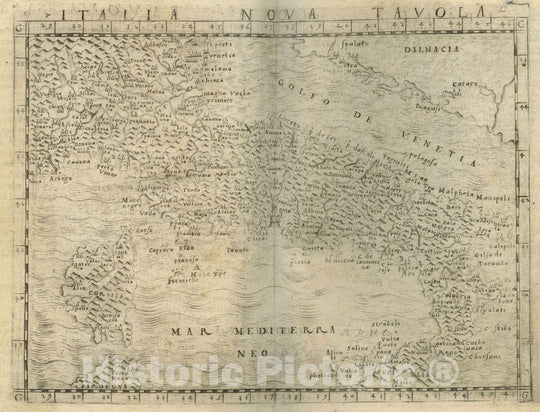 Historic Map : Italy, Europe, SouthernItalia nova tavola 1548 , Vintage Wall Art