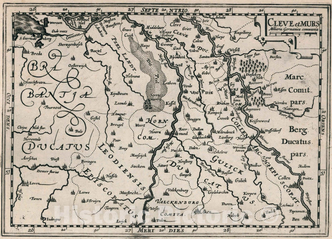 Historic Map : Germany,Cleve et Murs 1636 , Vintage Wall Art