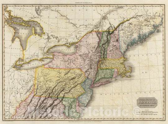 Historic Map : World Atlas Map, United States of America, northern part. 1810 - Vintage Wall Art