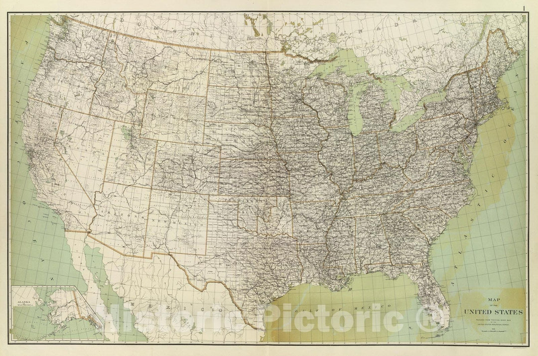 Historic Map : State Atlas Map, United States. 1895 - Vintage Wall Art