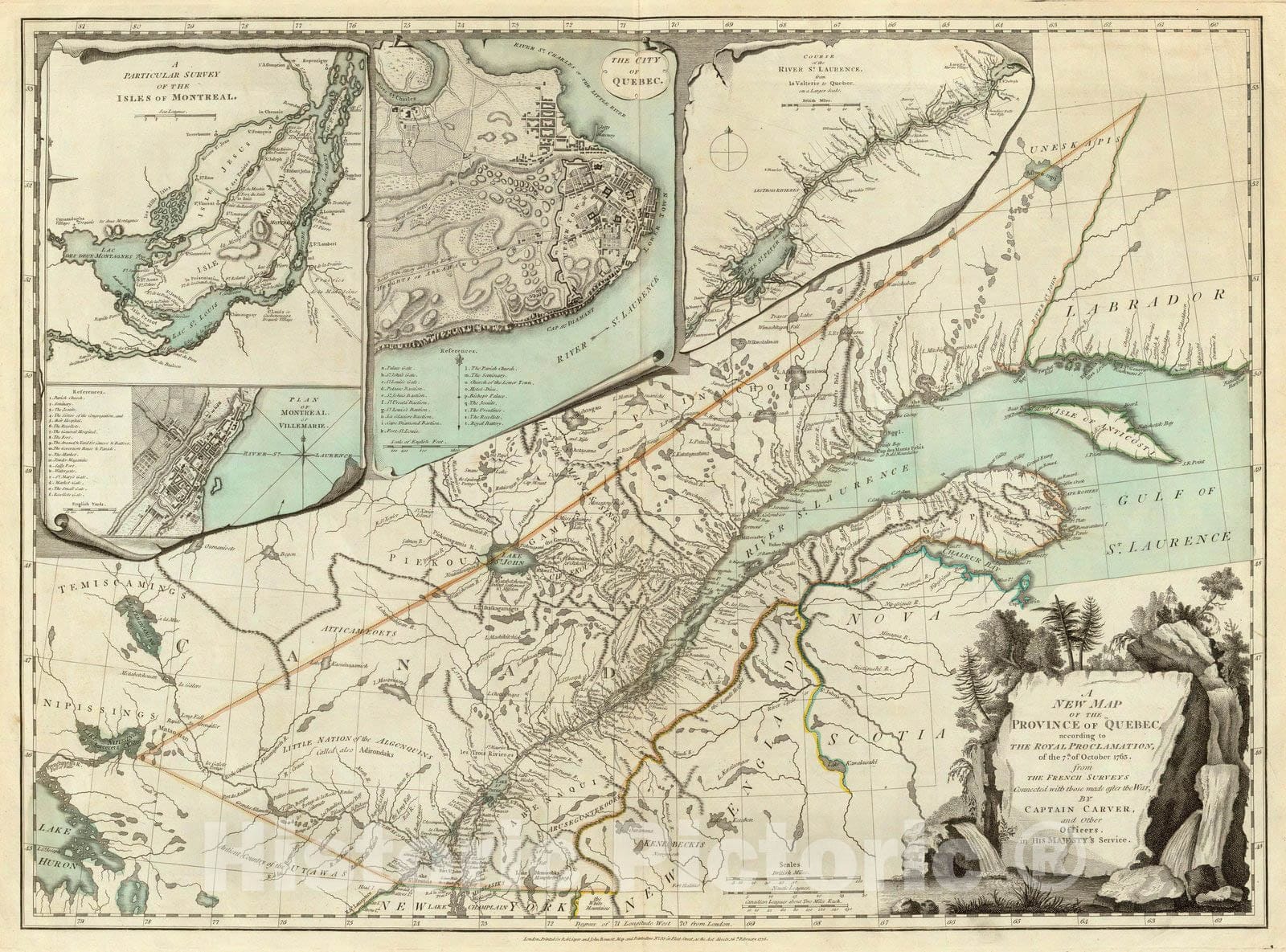 Historic Map : A New Map of the Province of Quebec, 1776, , Vintage Wall Art