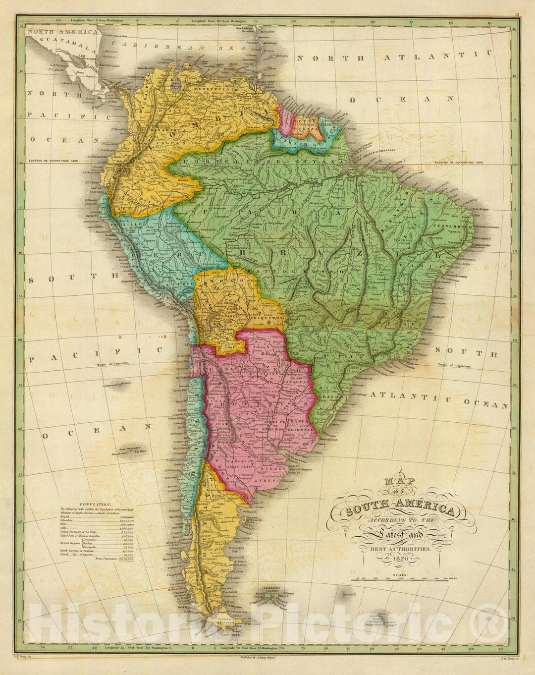 Historic Map : Map of South America, 1826 - Vintage Wall Art