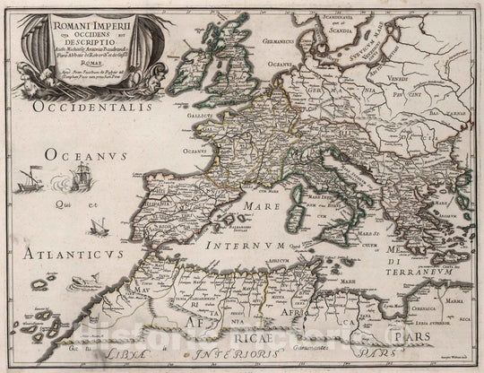 Historic Map : Romain, Empire, EuropeRomani Imperii Qua Occidens est Descriptio 1669 , Vintage Wall Art