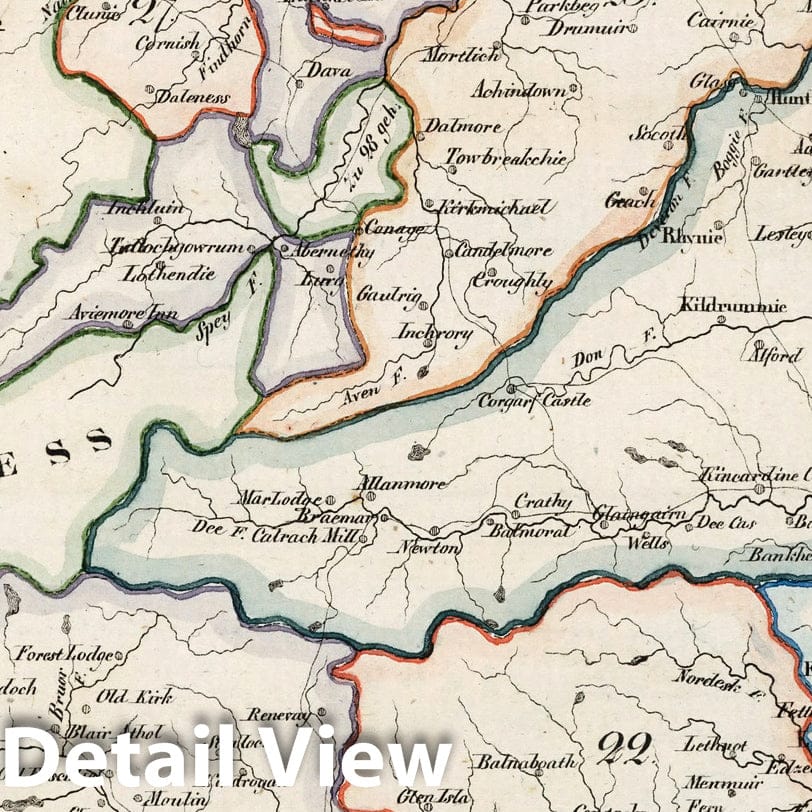 Historic Map : Scotland, V.3:11-15:XV. Britisches Reich. B. Kon: Scotland. a. Sudscotland. b. Mittelscotland 1830 v2 , Vintage Wall Art